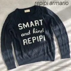 repipi armario レピピ　ロゴ　ケーブルニットMネイビー　紺