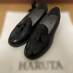 HARUTA ブラック ローファー タッセル付き