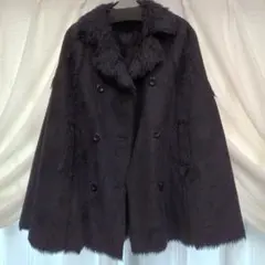 Otto スエード調 極暖マントコート 総裏地 長い毛足のフェイク ファー