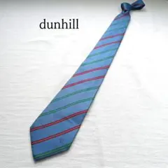 【訳あり】ダンヒル ネクタイ ストライプ柄 水色 絹100%【n4283】