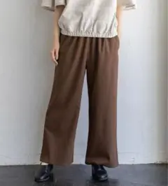 studioCLIP しわになりにくい！イージーワイドパンツ 　ブラウンL　美品
