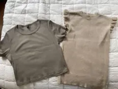 値下げ！美品！ユニクロリブテイシャツと2PINKニットノースリーブ 2枚組