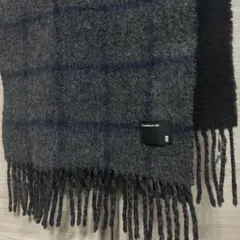 TK マフラー　グレー ブロックチェック　ブラック　リバーシブル ウール