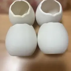 卵型 陶器製 フラワーベース 花瓶 ホワイト