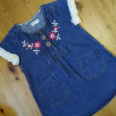 RAG MART デニムワンピース 90cm 花柄刺繍のサムネイル