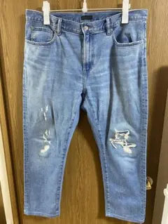 ユニクロ　ジーンズ　ライトブルー ダメージ加工　３６inch