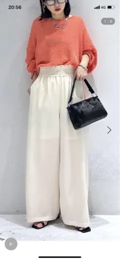 LEPSIM レプシィム　ギャザーワイドストレートパンツ アイボリー