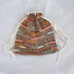 【ハンドメイド・完成品】リュック　ナップサック　バッグ　モザイク模様　迷彩