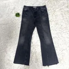 ZARA フレアデニム ブラック センターシーム カットオフ 名作 即完売