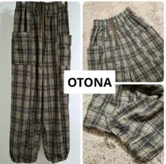 OTONA 裾ゴムで縛れる ジョガーパンツ カーゴ　ワイドパンツ　チェック柄