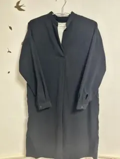 アフタヌーンティー　スキッパーネック ひざ丈チュニックワンピース ブラック