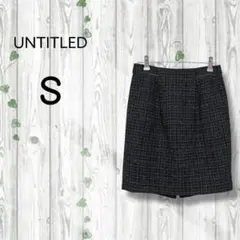 アンタイトル　ミニタイトスカート　ツイード　チェック　スリット　黒
