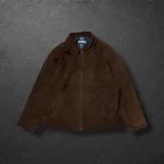レザードリズラースウェードXLブラウン中綿キルティング肉厚アメカジブルゾン