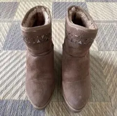 ブラウン スエード ムートンブーツ 装飾付き　Lサイズ
