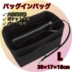 バッグインバッグ L 大容量 インナーバッグ 収納 仕切り ブラック 黒