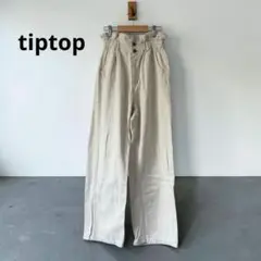 tiptop フリルウエスト ハイウエストデニムパンツ ホワイト FREE