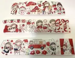 No.100 海外マステ 【和紙 剥離紙付き】 红红色调 ★W1