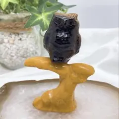 【天然石】タイガーアイ フクロウのカービング★置物