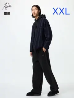 【新品・XXL・タグ付き】UNIQLO×NEEDLES フリースワイドパンツ 黒
