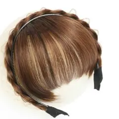 ライトブラウン 前髪ウィッグ 編み込みスタイル カチューシャ ラスト1点