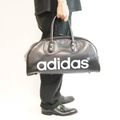 アディダス ボストンバッグ エナメル 日本製 ブラック 黒 adidas 年代物