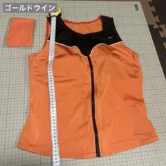 女性用フィットネス水着　フルジップ　セパレートタイプ　オレンジ　カップ付き