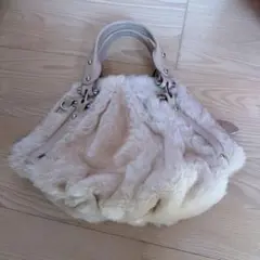 ファー ハンドバッグ クリーム色