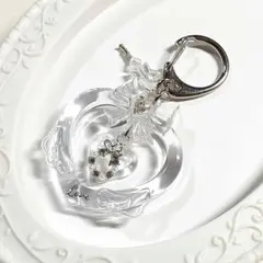 レジン キーホルダー チャーム ハート リボン 羽根 リース クリア