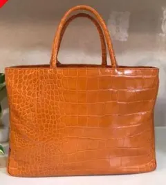 【FURLA】クロコ 型押し ハンド トート バッグ 本革 レザー