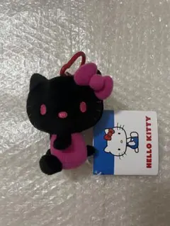 ハローキティ カラビナ付マスコット ブラック＆ピンク　ぬいぐるみ　サンリオ