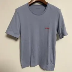 HUGO BOSS Tシャツ ブルー ロゴ刺繍 クルーネック Mのサムネイル