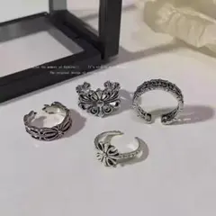 新品4点セット【特価】十字架指輪　クロスリング　ヴィンテージ感　男女兼用