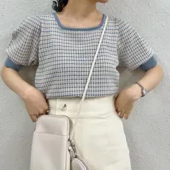 ems excite／エムズエキサイト／レトロガール／柄半袖ニット