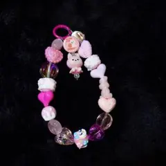 ハンドメイド　ラブブチャーム付き　 ピンク　ストラップ②【1点限り】