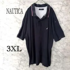 ノーティカ ポロシャツ 3XL ビッグサイズ ワンポイント刺繍 ブラック　黒