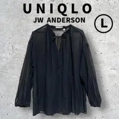 ユニクロ　JW ANDERSON　コットンシアーボリュームブラウス　黒　Ｌ