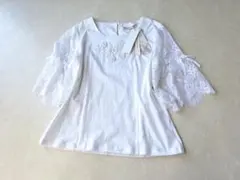 スーパービューティー　レース　刺繍　カットソー　42 白のサムネイル