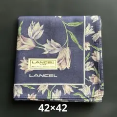 新品 ランセル ハンカチ LANCEL チューリップ ボタニカル柄 ネイビー 紺のサムネイル