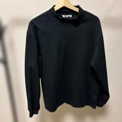 UNIQLO UブラッシュドモックネックTシャツLネイビー