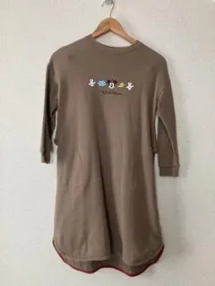 お値下げ中‼️ミニー　茶色ワンピース 長袖リボン付き