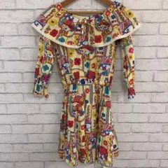 6.25 h828 グラグラ 子供服 長袖ワンピース 100cm 総柄のサムネイル