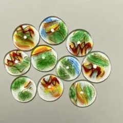 多色ガラスビーズ 10個セット　直径12〜15ミリ　A86