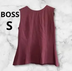 ボス　BOSS S ブラウス　ノースリーブ　赤　ボルドー　結婚式　オフィス