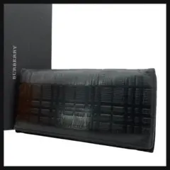 Burberry バーバリー 長財布 ノバチェック レザー ブラック 極美品