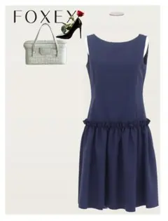 美品★FOXEY/フォクシー マット ストレッチダブルクロス ワンピース 40