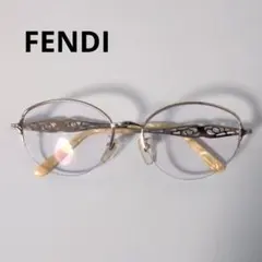 FENDIフェンディ　シルバーフレーム オーバルメガネ　ヴィンテージ眼鏡