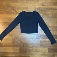 GU リブクロップドT⟡ブラック S