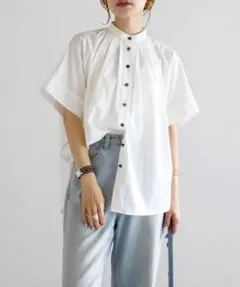 ♡ボンジュールサガン♡タックドルマン半袖ブラウス　新品のサムネイル