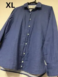 XL（LL）★無印良品★デニムブルー系やわらか長袖シャツゆったり大きめ綿100%