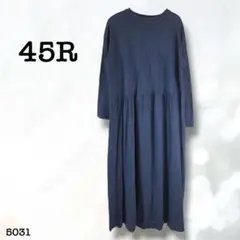 45R 長袖 ロングワンピース ギマニット 藍染 コットン ネイビー　5031のサムネイル